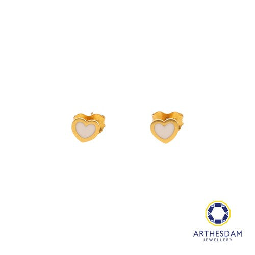 Arthesdam Jewellery 916 Gold Tiny White Hearts Earrings