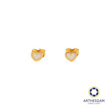 Load image into Gallery viewer, Arthesdam Jewellery 916 Gold Tiny White Hearts Earrings
