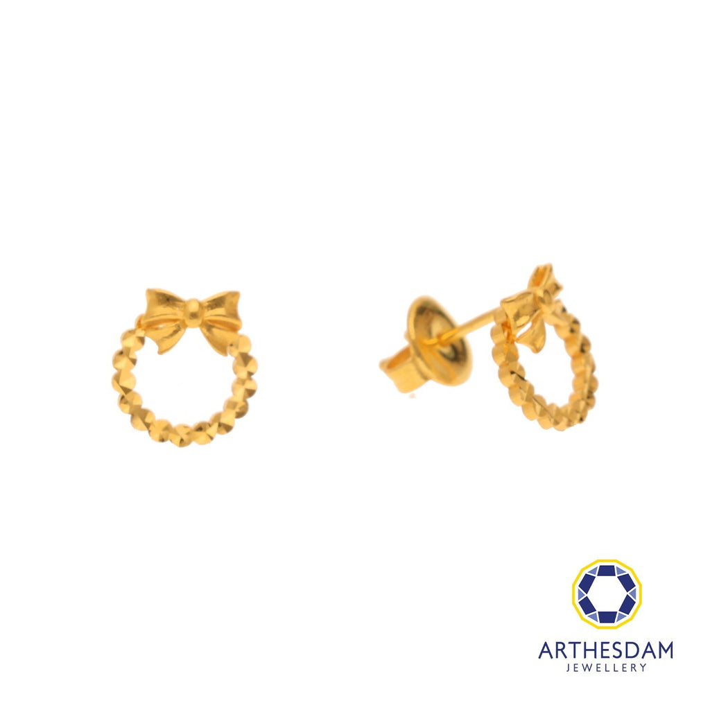 Arthesdam Jewellery 916 Gold Circle with Bow Earrings