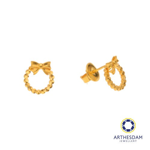 Arthesdam Jewellery 916 Gold Circle with Bow Earrings