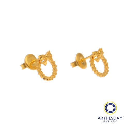 Arthesdam Jewellery 916 Gold Circle with Bow Earrings