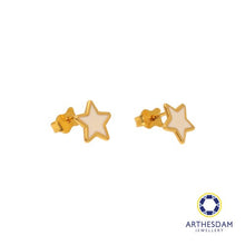 Load image into Gallery viewer, Arthesdam Jewellery 916 Gold White Pastel Star Earrings
