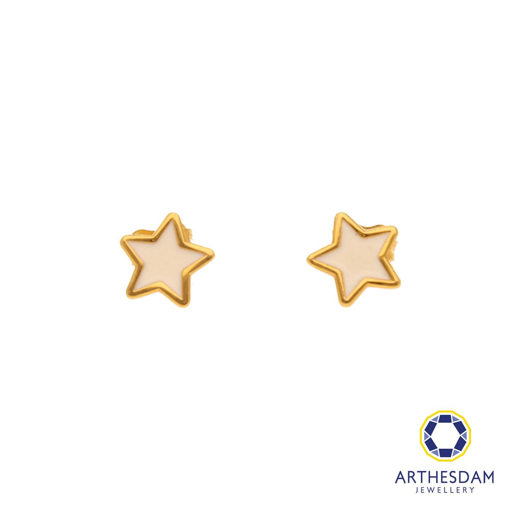 Arthesdam Jewellery 916 Gold White Pastel Star Earrings