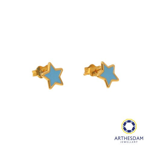 Arthesdam Jewellery 916 Gold Blue Pastel Star Earrings
