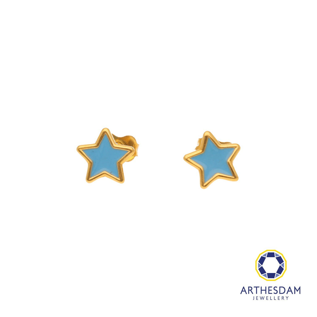 Arthesdam Jewellery 916 Gold Blue Pastel Star Earrings
