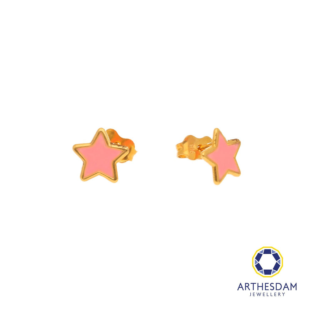 Arthesdam Jewellery 916 Gold Pink Pastel Star Earrings