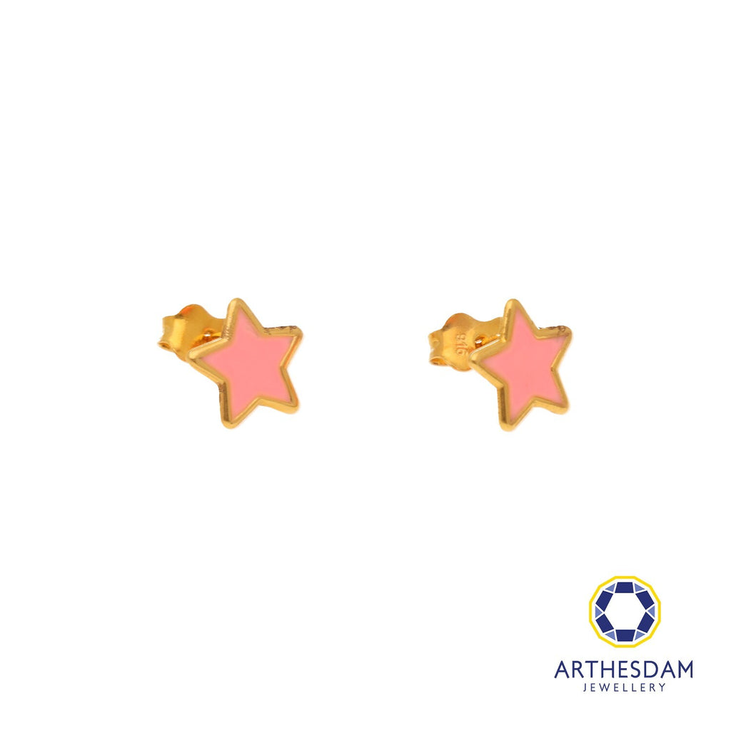 Arthesdam Jewellery 916 Gold Pink Pastel Star Earrings