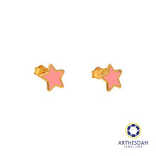 Load image into Gallery viewer, Arthesdam Jewellery 916 Gold Pink Pastel Star Earrings
