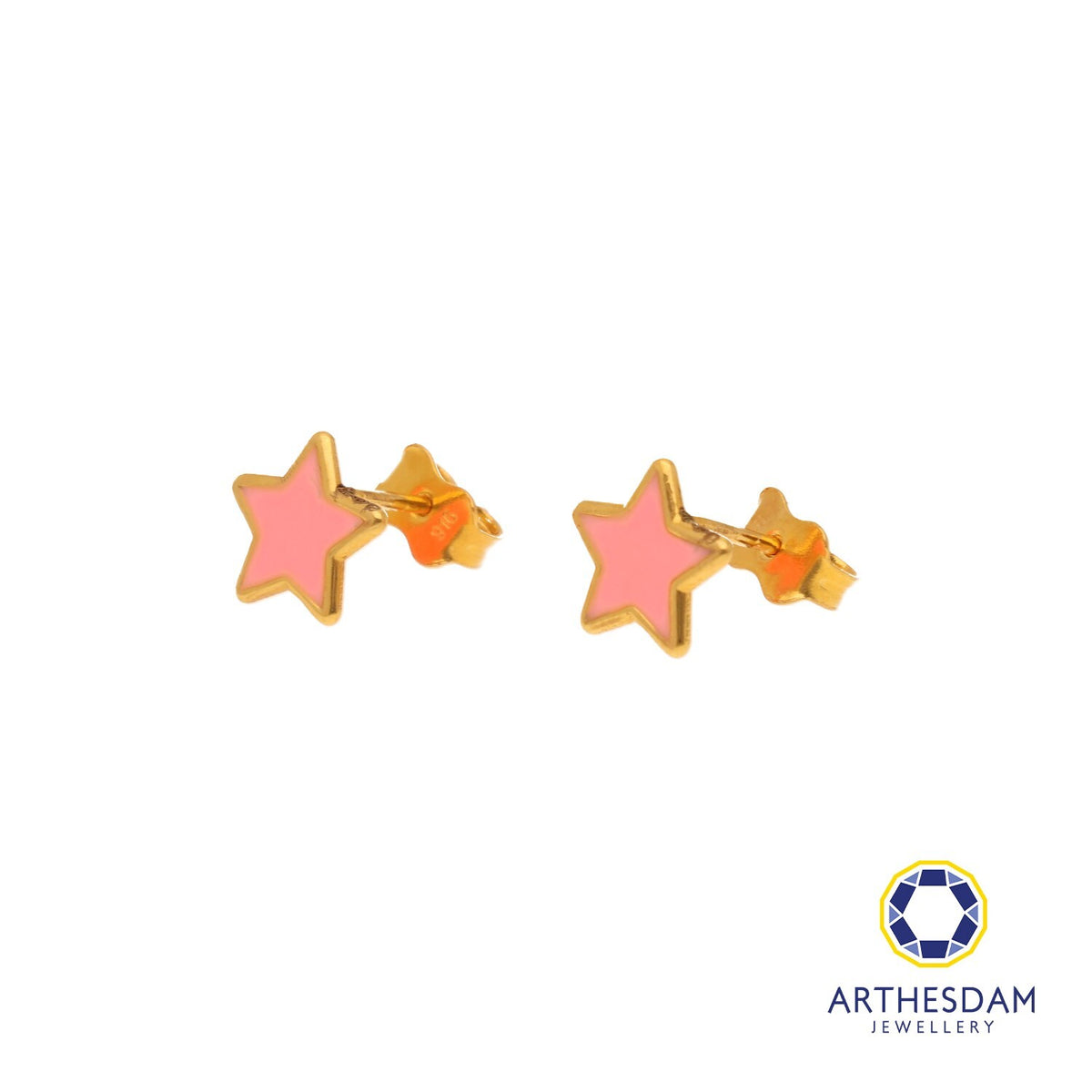 Arthesdam Jewellery 916 Gold Pink Pastel Star Earrings
