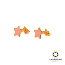 Load image into Gallery viewer, Arthesdam Jewellery 916 Gold Pink Pastel Star Earrings
