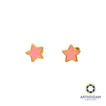 Load image into Gallery viewer, Arthesdam Jewellery 916 Gold Pink Pastel Star Earrings

