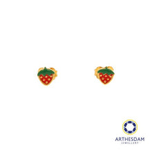 Load image into Gallery viewer, Arthesdam Jewellery 916 Gold Tiny Strawberry Earrings
