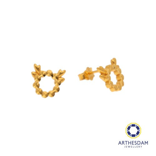 Arthesdam Jewellery 916 Gold Round Deer Dot Earrings