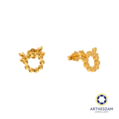 Arthesdam Jewellery 916 Gold Round Deer Dot Earrings
