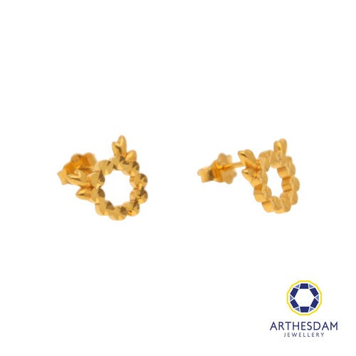 Arthesdam Jewellery 916 Gold Round Deer Dot Earrings