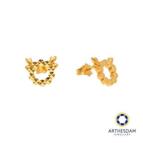 Arthesdam Jewellery 916 Gold Round Deer Dot Earrings