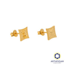 Load image into Gallery viewer, Arthesdam Jewellery 916 Gold Diamond Faceted Frame Earrings
