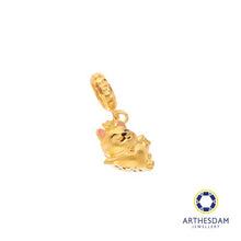 Load image into Gallery viewer, Arthesdam Jewellery 916 Gold Dancing Pink Fortune Cat Charm
