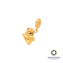 Load image into Gallery viewer, Arthesdam Jewellery 916 Gold Dancing Pink Fortune Cat Charm
