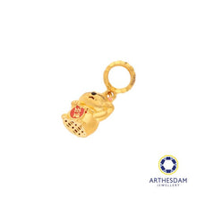 Load image into Gallery viewer, Arthesdam Jewellery 916 Gold Pink Fortune Cat Red 招福 Charm
