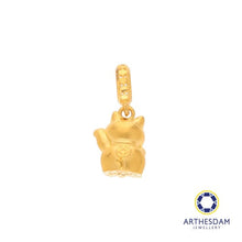 Load image into Gallery viewer, Arthesdam Jewellery 916 Gold Pink Fortune Cat Red 招福 Charm
