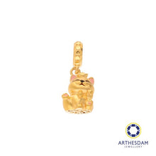 Load image into Gallery viewer, Arthesdam Jewellery 916 Gold Pink Lucky Fortune Cat Charm
