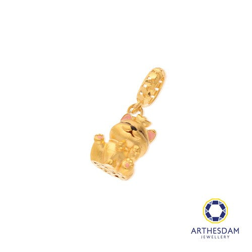 Arthesdam Jewellery 916 Gold Pink Lucky Fortune Cat Charm