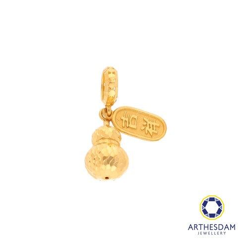 Arthesdam Jewellery 916 Gold Dangling Gourd with 吉祥如意 Charm