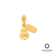 Arthesdam Jewellery 916 Gold Dangling Gourd with 招财纳福 Charm