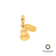 Arthesdam Jewellery 916 Gold Dangling Gourd with 爆美暴富 Charm