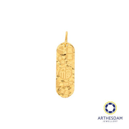 Arthesdam Jewellery 916 Gold Multi Blessing 福 Fortune Stick Pendant