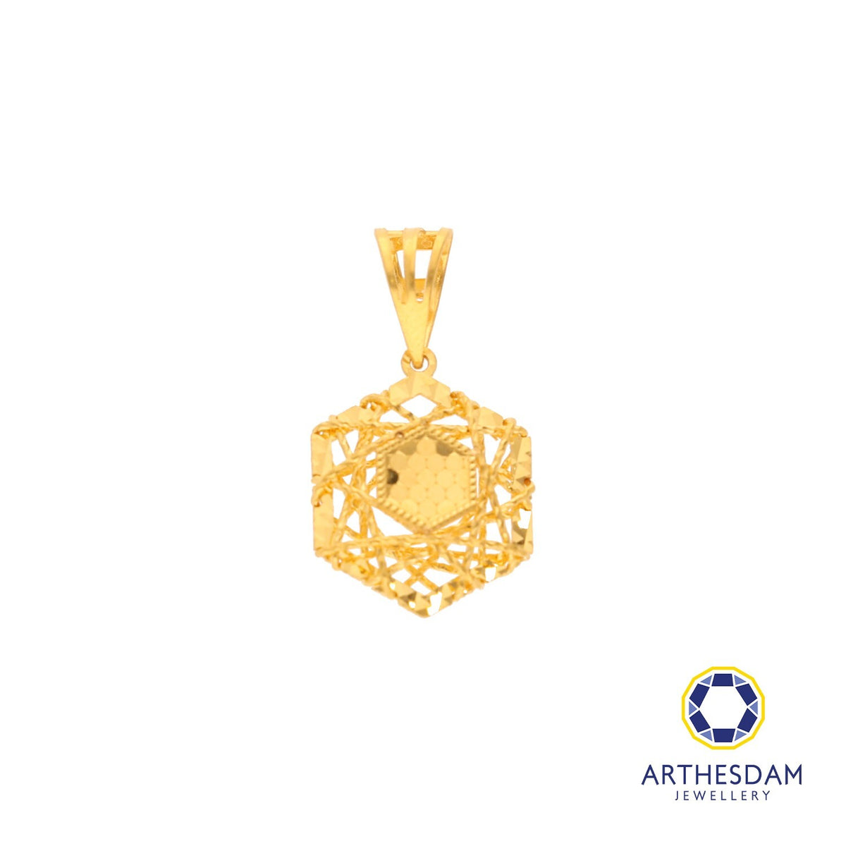 Arthesdam Jewellery 916 Gold Net Hexagon Pendant