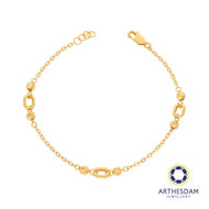 Arthesdam Jewellery 916 Gold Oval Ring with Faceted Ball Bracelet