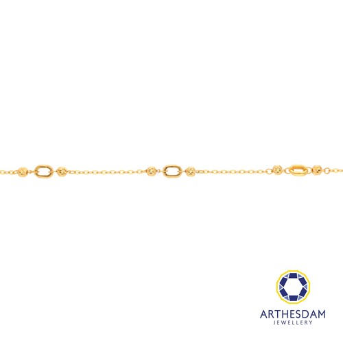 Arthesdam Jewellery 916 Gold Oval Ring with Faceted Ball Bracelet