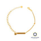 Arthesdam Jewellery 916 Gold Dual Chain with Bar and Heart Charm Bracelet