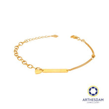 Load image into Gallery viewer, Arthesdam Jewellery 916 Gold Dual Chain with Bar and Heart Charm Bracelet
