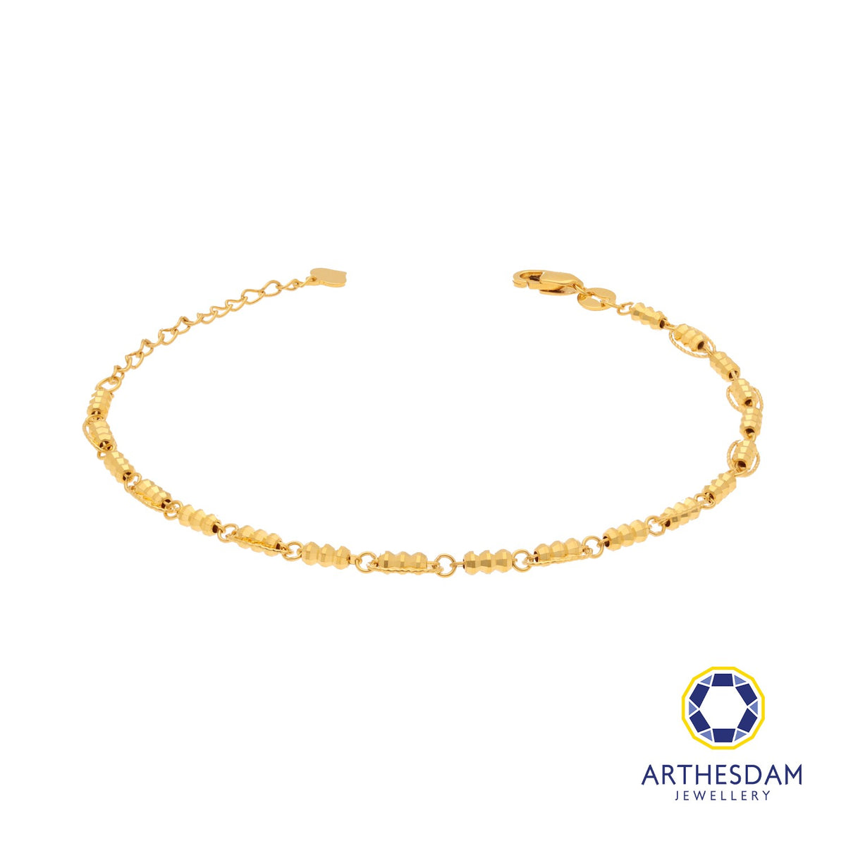 Arthesdam Jewellery 916 Gold Triple Ball with Oval Frame Bracelet