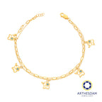 Arthesdam Jewellery 916 Gold Double Layer Dangling Blue Elephant Bracelet