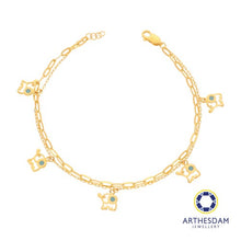 Load image into Gallery viewer, Arthesdam Jewellery 916 Gold Double Layer Dangling Blue Elephant Bracelet
