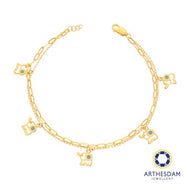 Arthesdam Jewellery 916 Gold Double Layer Dangling Blue Elephant Bracelet