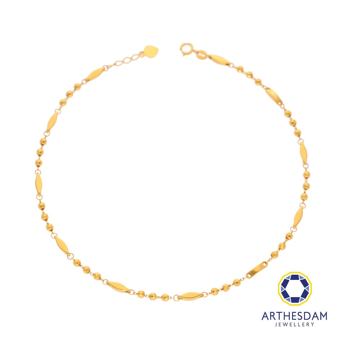 Arthesdam Jewellery 916 Gold Ball and Diamond Anklet