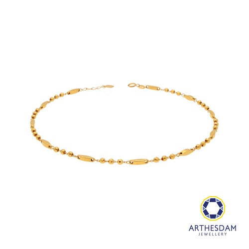 Arthesdam Jewellery 916 Gold Ball and Diamond Anklet