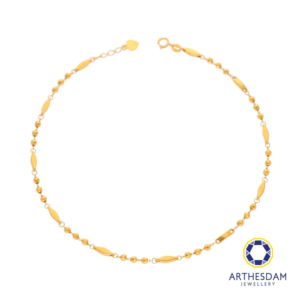 Arthesdam Jewellery 916 Gold Ball and Diamond Anklet
