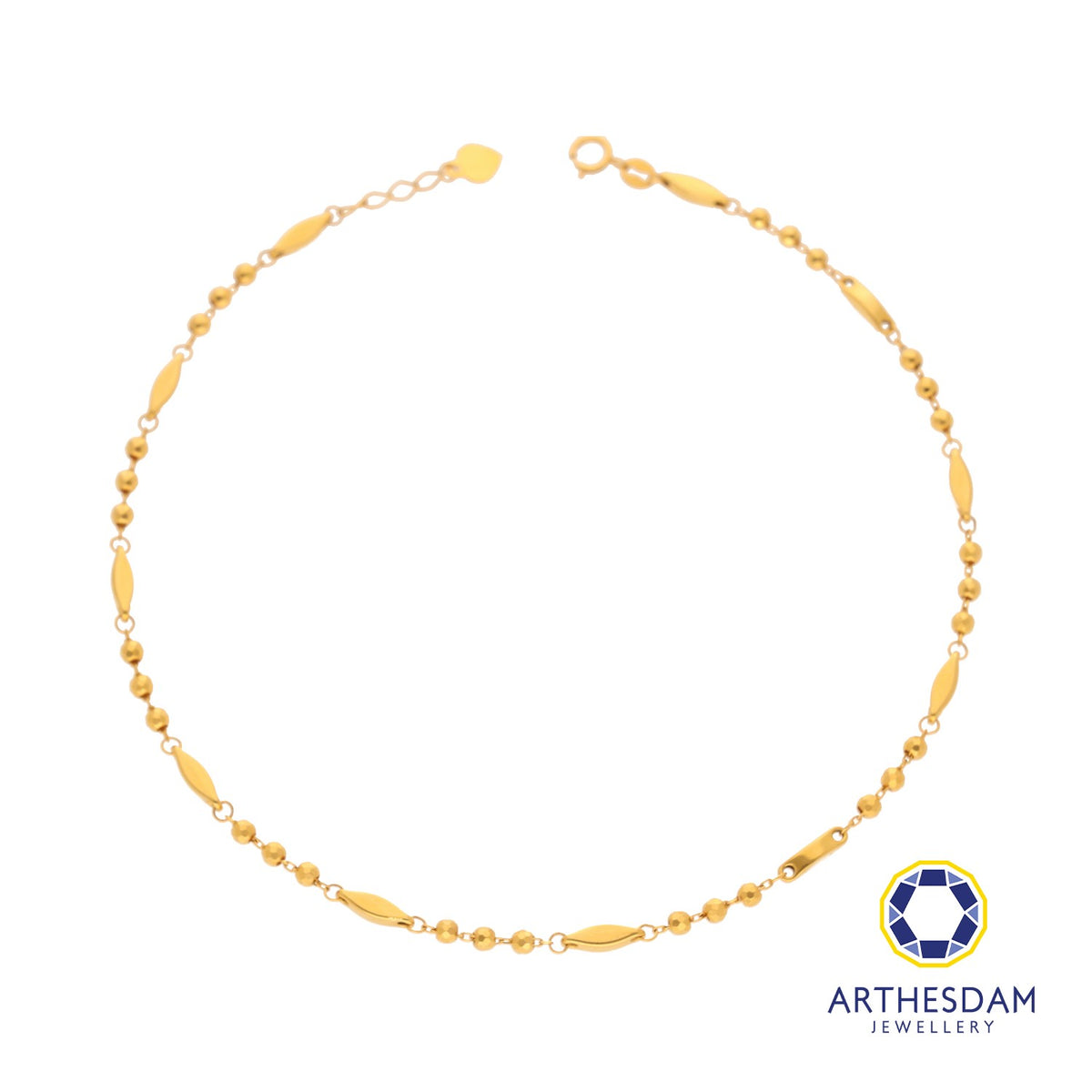 Arthesdam Jewellery 916 Gold Ball and Diamond Anklet