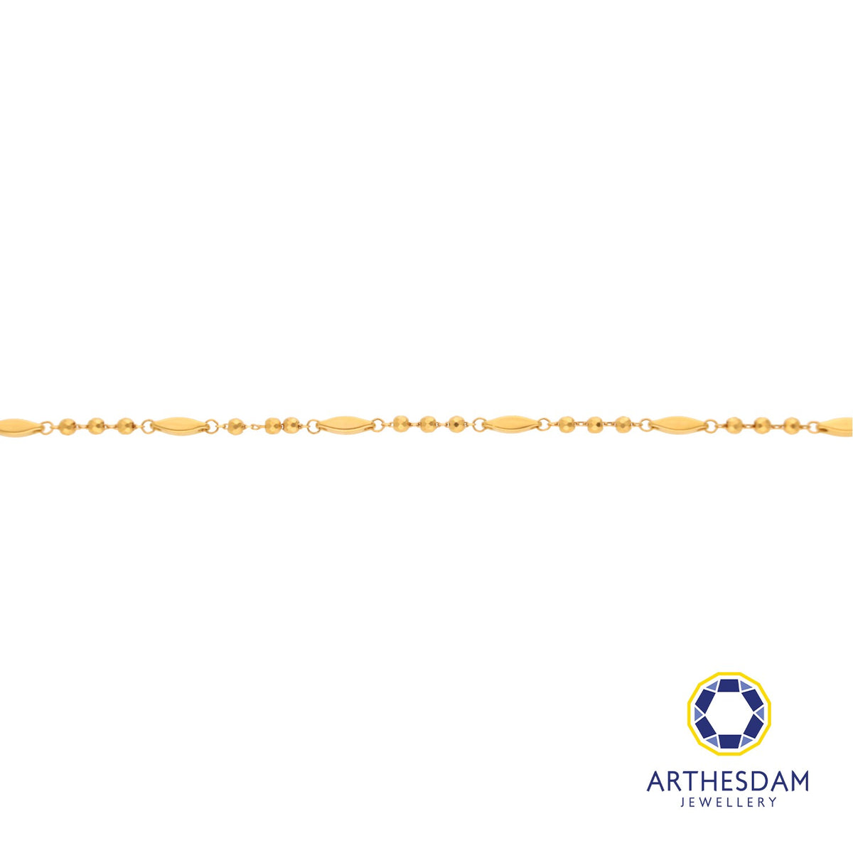 Arthesdam Jewellery 916 Gold Ball and Diamond Anklet