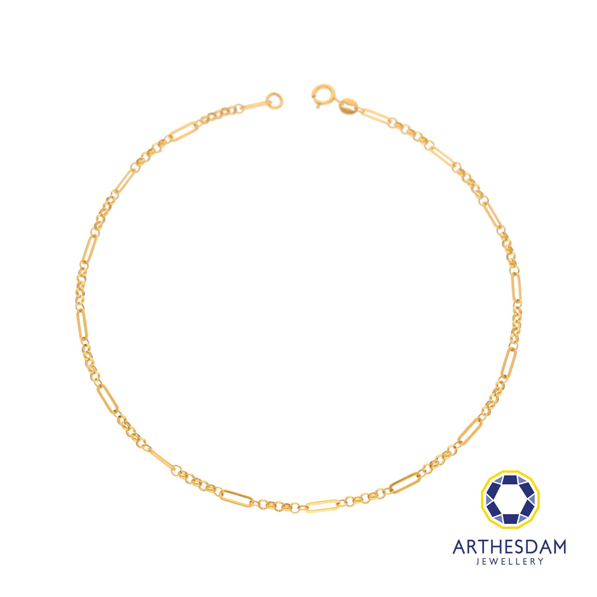 Arthesdam Jewellery 916 Gold Paperclip and Links Anklet