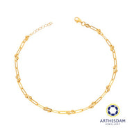 Arthesdam Jewellery 916 Gold Paperclip with Disco Ball Anklet