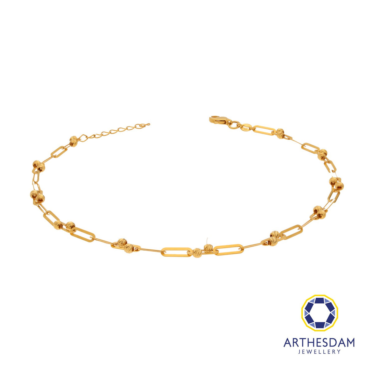 Arthesdam Jewellery 916 Gold Paperclip with Disco Ball Anklet
