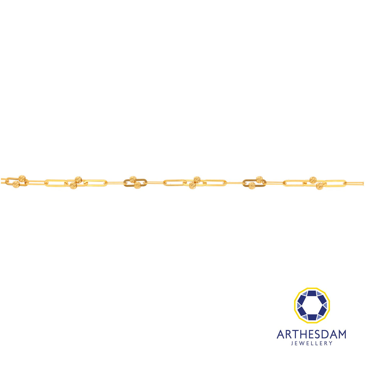 Arthesdam Jewellery 916 Gold Paperclip with Disco Ball Anklet
