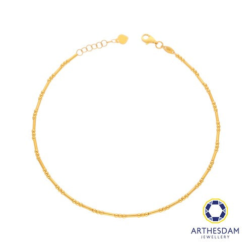 Arthesdam Jewellery 916 Gold Triple Ball and Tube Anklet